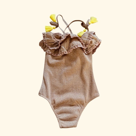 Louise Misha Bathing Suit Creole Rusty Swimsuit Golden Pink Metallic 18M NWOT - Picture 4 of 7